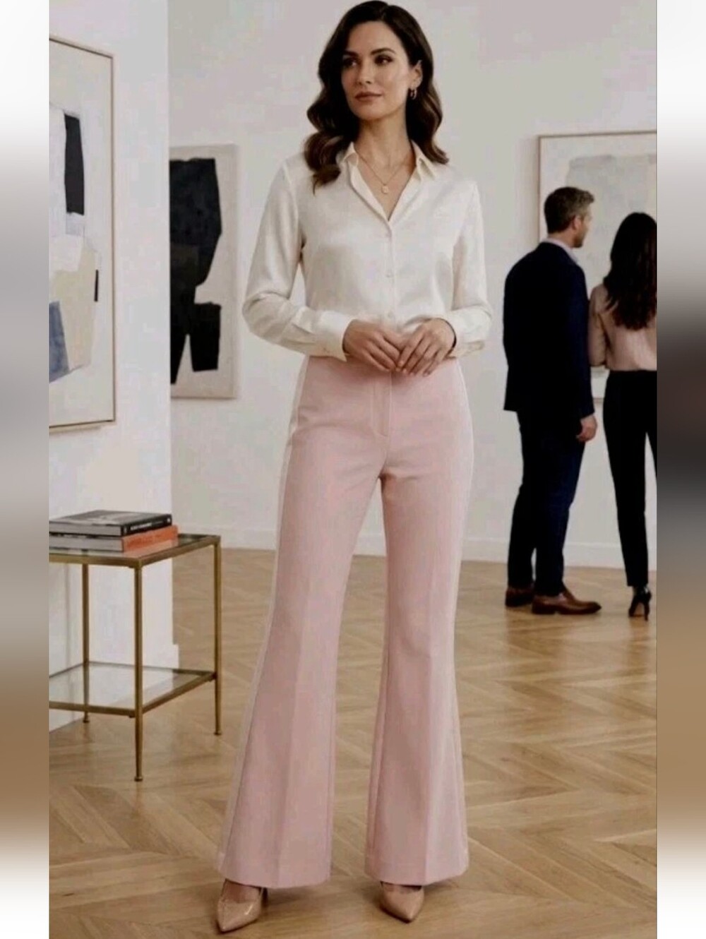 Cinq à Sept High Waisted Pink Flare Pants Size 6.